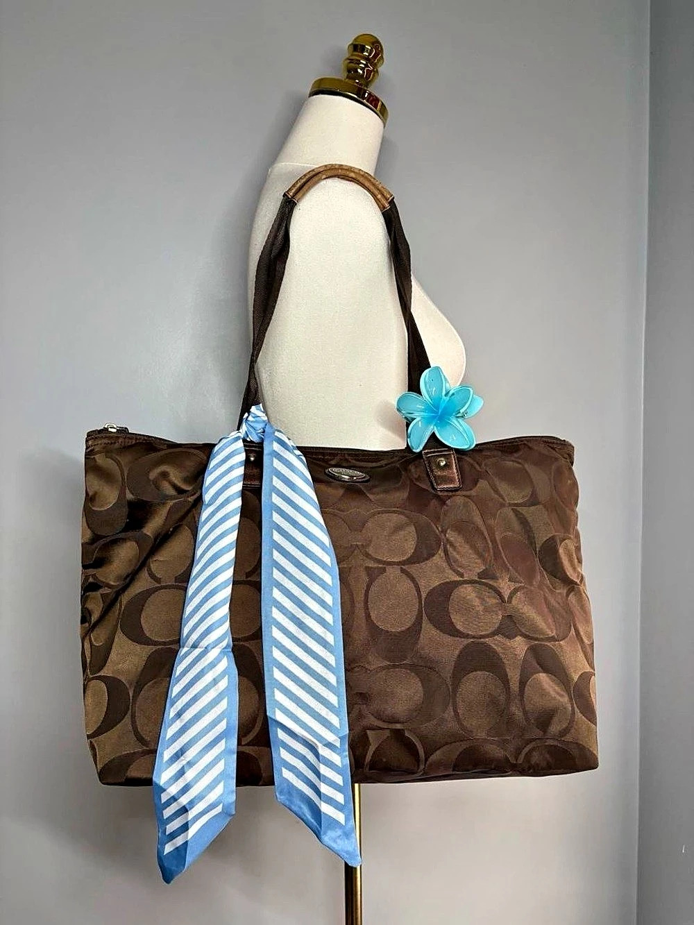 Coach Y2K Weekender Signature Sateen Tote Brown